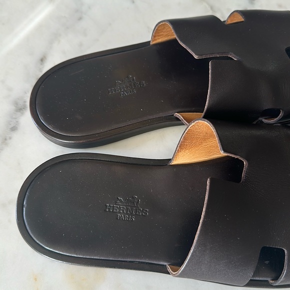 HERMÉS “izmir” brown leather sandal - Picture 5 of 9